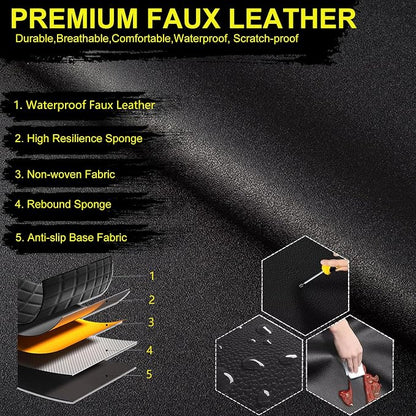 Front Seat Covers for Nissan Rogue Sport 2017-2022 Faux Leather | Waterproof Breathable Scratch Resistant 360° Wrap Airbag Compatible Easy Clean (2 Seats,Black ) - Image 7