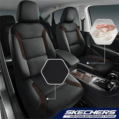 Skechers Memory Foam Car Seat Covers, Air Cool Mesh Thick Seat Covers, Car Seat Full Sets Airbag Compatible, Automotive Comfort for Most Cars,Vans,Trucks, SUVs,Brown - Image 2
