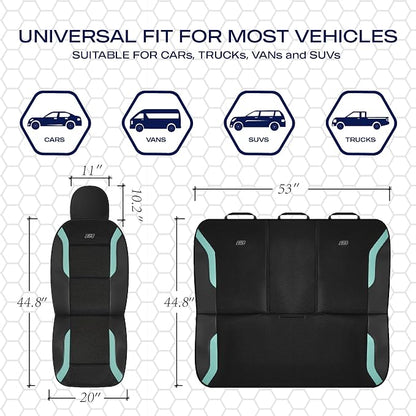 Skechers Memory Foam Car Seat Covers, Air Cool Mesh Thick Seat Covers, Car Seat Full Sets, Airbag Compatible, Automotive Comfort Protection for Most Cars,Vans,Trucks, SUVs,Green - Image 6