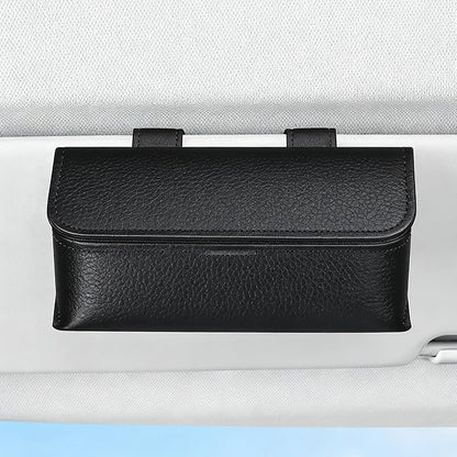 Universal Car Sunglasses Holder for Sun Visor, Premium Magnetic Leather Eyeglass Hanger Clip & Visor Organizer, Large Capacity Car Interior Accessories Fit for Women Men Grey - Image 6