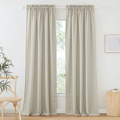 RYB HOME Angora Semi Sheer Curtains 95 inches Long, Light Filtering Half Privacy Window Curtains & Drapes for Office Dormitory High Traffic Area, W 34 x L 95 inches, 2 Panels Set by RYBHOME