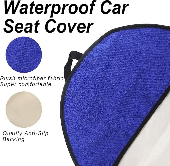 Sweat Towel Car Seat Cover Protector Front Seats for Gym Workout, Running, Swimming, Beach and Hiking, Waterproof Universal Seat Cover for Car, Trucks, Van & SUV (1, Blue/Yellow, Front) - Image 5