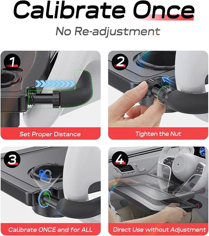 Car Steering Wheel Tray for Drivers Steering Wheel Tray for Dining, Mobile Office & Travel Food with Cup Holder, Scratch-Free EVA Hook Covers, 2-in-1 Desk Table for Car - Black - Image 6