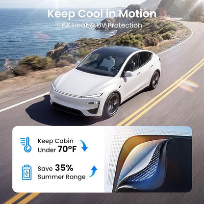 REEVAA Tesla Model Y Juniper (2026-2025) Sunshade Roof Accessories, Black | OEM Fit; Full Blackout & Heat-Blocking; Protect Interior & Reduce A/C Workload; Two-Piece Magnetic Design Prevents Sagging - Image 3