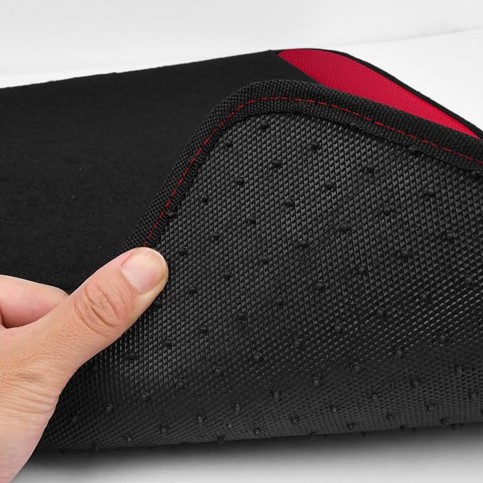 CAR PASS Waterproof Universal Faux Leather 3Row Car Floor Mats, Red Car Mats Fit for SUV,Vans,sedans, Trucks,Set of Vehicles Car Carpet with Driver Heel Pad and Anti-Slip Nibs Backing (Red 3Row) - Image 5
