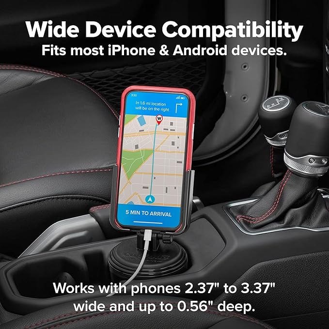 WeatherTech CupFone, Universal Cup Holder Phone Mount for Cars – Adjustable & Secure Fit with Open Access for Charging – Compatible with iPhone, Android - Metal Knobs, Turquoise - Image 4