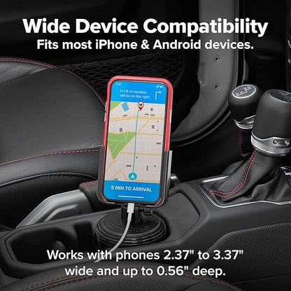 WeatherTech CupFone, Universal Cup Holder Phone Mount for Cars – Adjustable & Secure Fit with Open Access for Charging – Compatible with iPhone, Android - Metal Knobs, Turquoise - Image 4