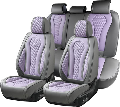 Coverado Automotive Seat Covers, Car Seat Covers Full Set, Purple Car Seat Cover, Car Seat Covers Front Seats Back Seat Cover, Waterproof Car Seat Cushion,Leather Seat Protector Fit for Most Cars by COVERADOAUTO