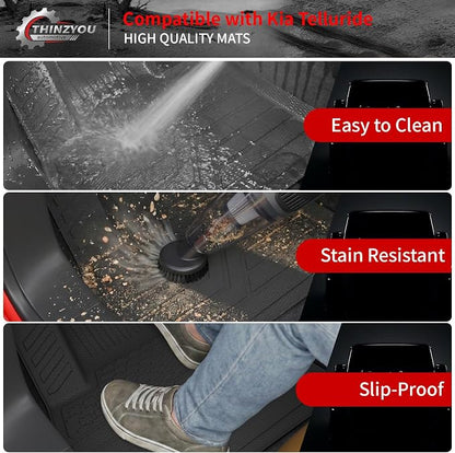 Floor Mats for 2020-2025 Kia Telluride 7&8 Seats (NOT for 2027) | Trunk Mat Cargo Mat Cargo Liner TPE All Weather Back Seat Cover 2024 Telluride Accessories - Image 4