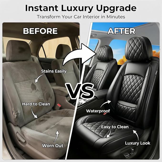 for Subaru Ascent 2019-2025 2026 Car Seat Covers, Full Set, Black | Luxury Full Coverage Leather Seat Protectors, Waterproof Breathable, Non-Slip, Easy to Install, Airbag Compatible, All-Season - Image 6