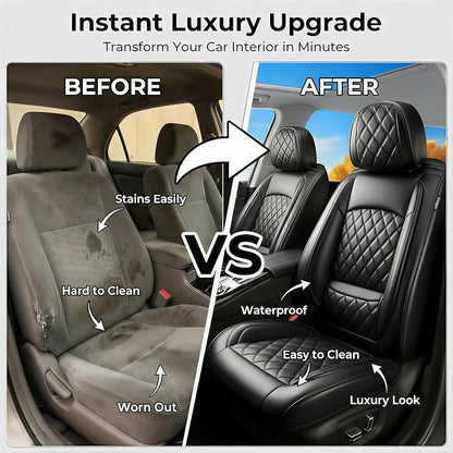 for Subaru Ascent 2019-2025 2026 Car Seat Covers, Front Pair, Black | Luxury Full Coverage Leather Seat Protectors, Waterproof Breathable, Non-Slip, Easy to Install, Airbag Compatible, All-Season - Image 6
