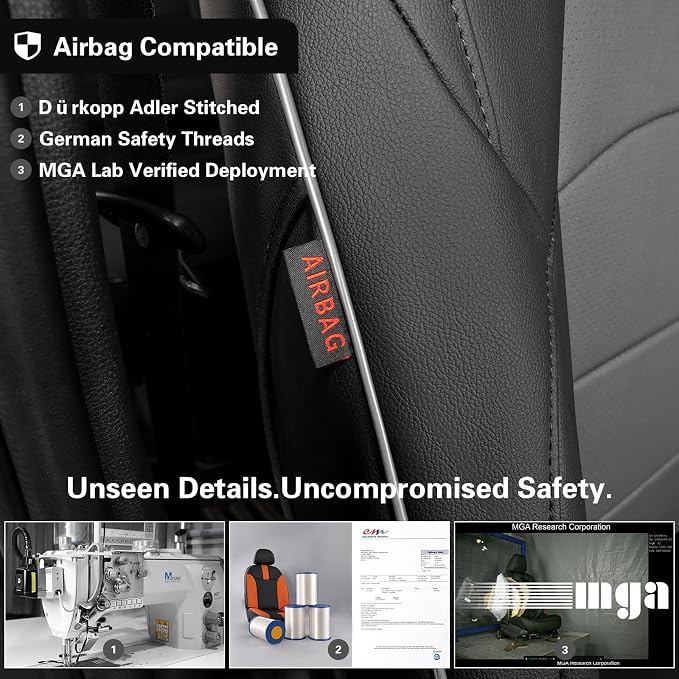 EKR Car Seat Covers Custom Fit for Toyota 4Runner(5 Seats) Full Set | for Toyota 4 Runner 2025-2026 Seat Covers for SUV Trucks,Airbag Compatible,Waterproof Pet-resistant,Faux Leather(Black/Gray) - Image 4