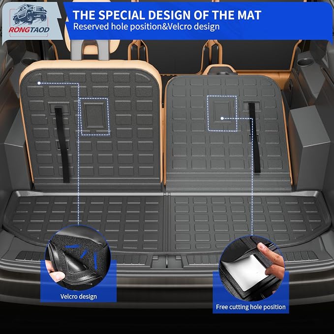 Rongtaod Cargo Mat + 2nd & 3rd Row Backrest Mats for 2021-2026 Kia Sorento | 6&7 Seats Trunk Mat Cargo Liner TPE All Weather Back Seat Cover Kick Mat 2024 Sorento Accessories - Image 6