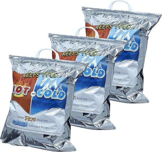 Superio Hot and Cold Insulated Bags for Food Delivery, Grocery Shopping Bags, Food Storage for Hot and Frozen Food for Travel, Disposable Cooler Bag, Reinforced Thermal Lunch Bag (3, 16"x19.25") by Superio