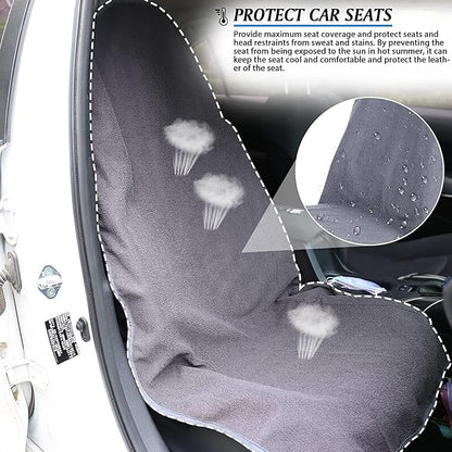 Waterproof Sweating Car Seat Cover for Post Gym Workout, Running, Swimming, Beach and Hiking, Universal Fit Non-Slip Bucket Seat Protector for Cars SUV Trucks, Machine Washable (2pcs Grey) - Image 5