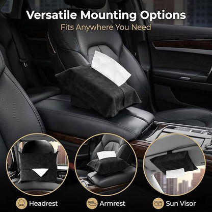 1 PC Car Tissue Holder, Soft-Leather Car Napkin Holder for Seat Back Armrest, Easy Access While Driving, Universal for Most Cars, Trucks, SUVs (Black #1) - Image 7