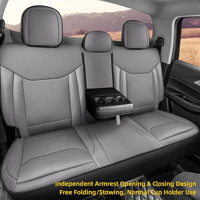 Red Rain Black and Gray Seat Cover Custom Fit for Ford Maverick 2022-2026 | Luxury Truck Seat Protector Full Set (Maverick-Black+Gray) - Image 4