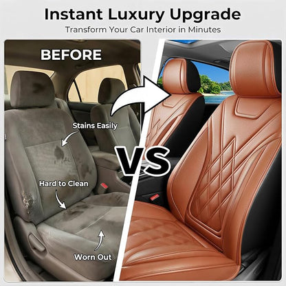 for Subaru Crosstrek 2016-2026 Car Seat Covers, Full Set, Brown | Luxury Full Coverage Leather Seat Protectors, Waterproof Breathable, Non-Slip, Easy to Install, Airbag Compatible, All-Season - Image 6
