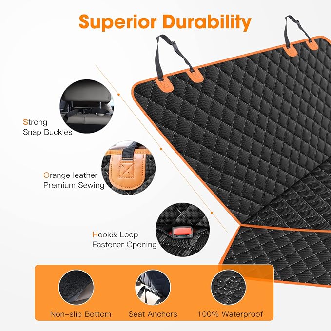 MIXJOY Dog Seat Cover for Back Seat Waterproof Dog Seat Covers for Cars, Car Seat Protector for Dogs, Nonslip Back Seat Cover for Trucks & SUV - Image 7