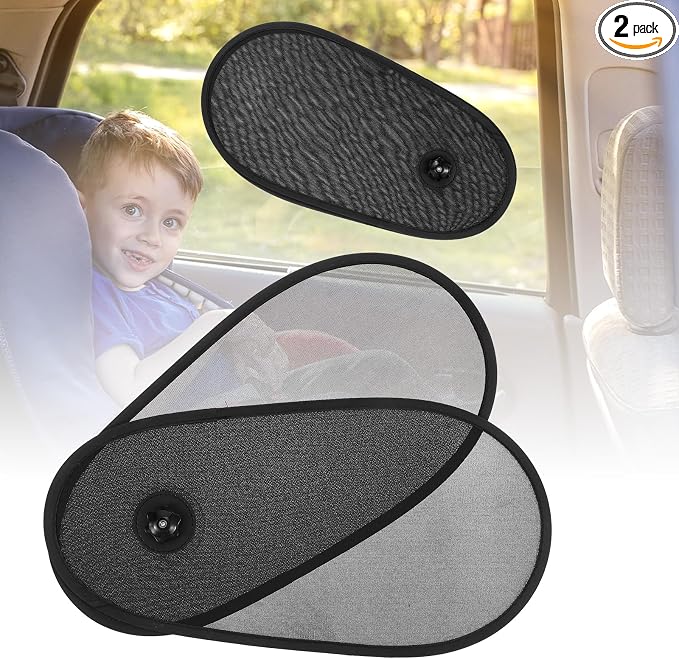 2 PCS Car Window Shade for Baby, Adjustable Rotatable Automotive Mesh Sun Blocke Driver Side Window Car Sunshades, with Suction Cups, Glare and UV Rays Protection, Fits Most of Vehicle by Unknown