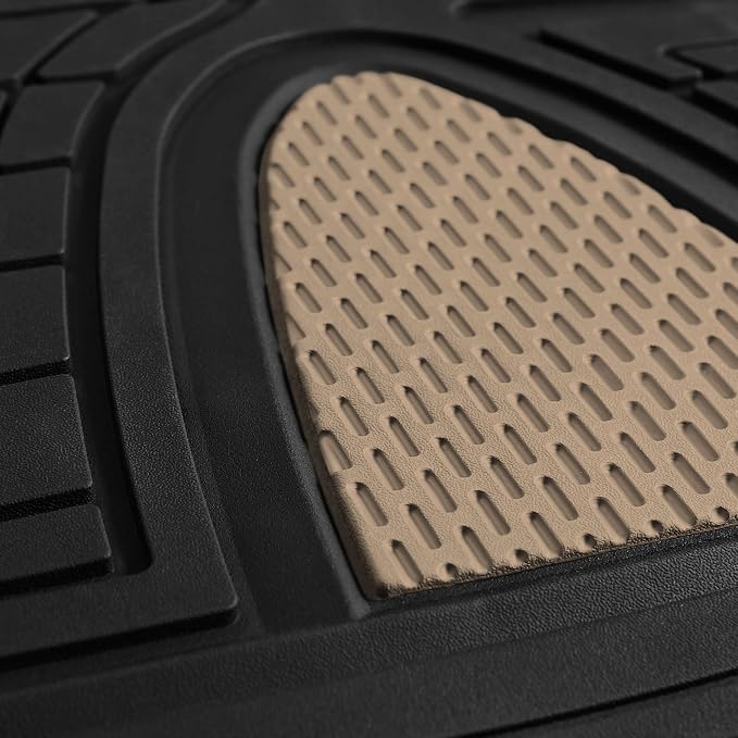FH Group Automotive Floor Mats - Heavy-Duty Rubber Floor Mats for Cars, Universal Fit Full Set, Climaproof Floor Mats, Trimmable Floor Mats for Most Sedan, SUV, Truck Floor Mats Beige - Image 6