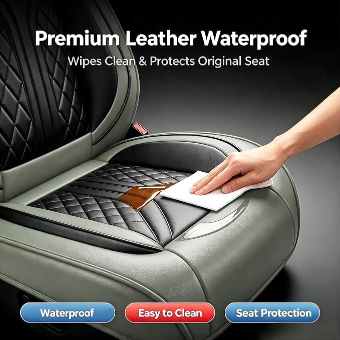 for GMC Canyon 2015-2025 2026 Car Seat Covers, Full Set, Gray | Luxury Full Coverage Leather Seat Protectors, Waterproof Breathable, Non-Slip, Easy to Install, Airbag Compatible, All-Season - Image 8