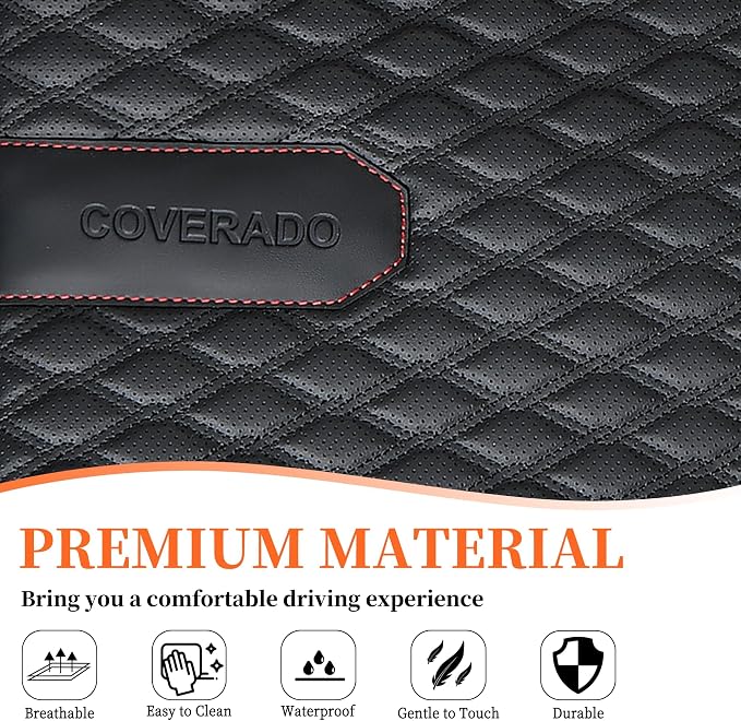 Coverado Front Seat Covers, 2PCs Seat Covers for Cars, Car Seat Cushion Waterproof Leather Car Seat Protector, Driver Seat Cover Universal Fit for Most Sedans SUV Truck Black&Red - Image 6