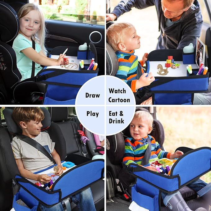 Kids Travel Tray, Toddler Road Trip Essentials With Drawing Kit | Road Trip Essentials Accessories Lap Tray with iPad Holder Stand & Dry Erase Board as Travel Gifts for Kid,2PC - Image 7