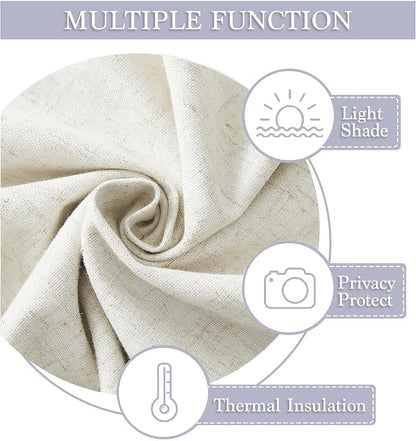 RYB HOME Natural Linen Textured French Door Window Curtains 100% Blackout | Self Adhesive, Thermal Insulated Privacy Energy Saving, Shades for Nursery Office Patio Glass Door, W34 x L40, 1 Panel - Image 6