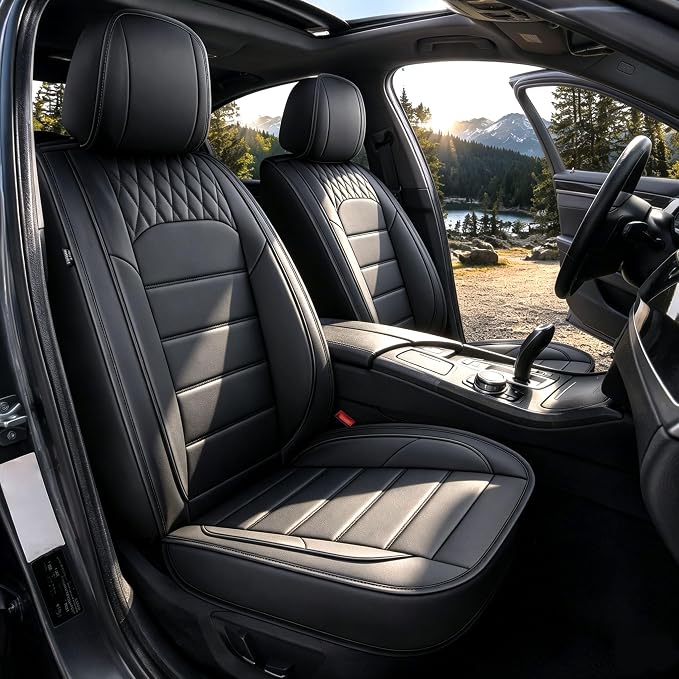 Car Seat Covers Fit for Acura MDX 2004-2025 2026 Full Set | Faux Leather Waterproof Automotive Seat Protectors,Compatible with Airbags,Easy to Install,5 Seats Black by RAWAKORW