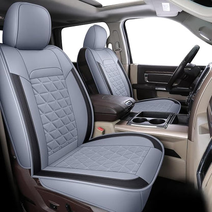 Coverado Gray Front Seat Covers for Dodge Ram, Waterproof Car Seat Covers for Truck Compatible with 2002-2026 Ram 1500 2500 3500 Crew Double Mega Quad Cab by COVERADOAUTO