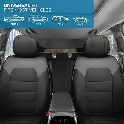 MotorBox Cabin King Slate Ridge Leather Seat Covers for Trucks & Cars | Charcoal and Black Car Seat Covers, Waterproof Leather Seat Covers, Car Accessories, Seat Protector, Universal Fit - Image 3