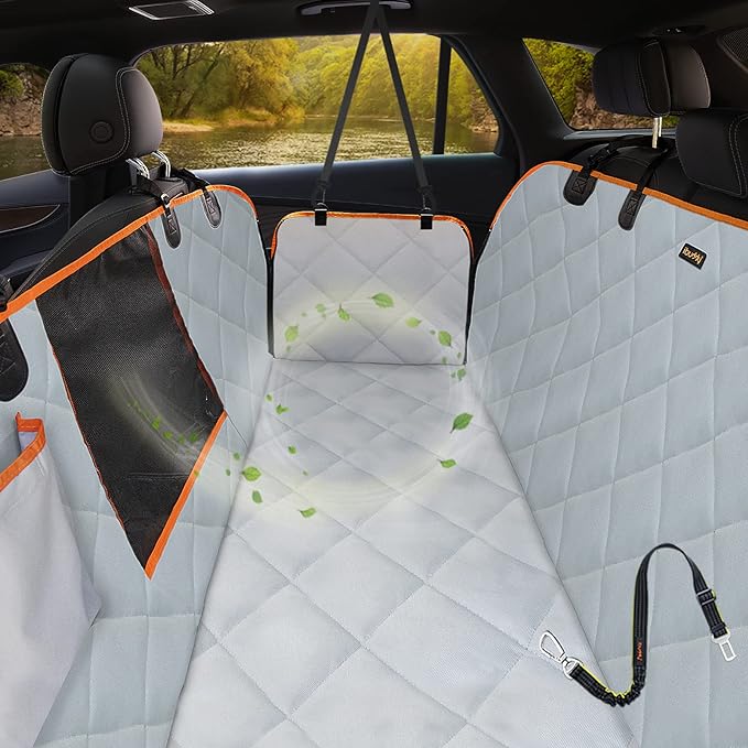 Dog Seat Cover for Tesla Model 3 Waterproof Car Seat Protector with Mesh Window Dog Car Hammock Against Dirt and Fur Anti-Scratch Nonslip Machine Washable Back Seat Cover for Model Y by iBuddy