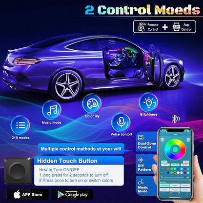 Dreamcolor Acrylic Interior Car LED Strip Light with Wireless APP, RGB 6 in 1 with 175 inches 612 LEDs Fiber Optic Car Symphony Ambient Lighting Kits, Sound Active Function LED Strip for Cars - Image 4