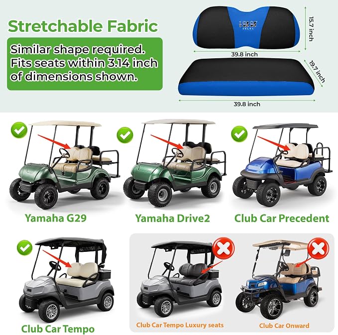 10L0L Golf Cart Seat Covers for Yamaha EZGO Club Car Seat Towel Cushion | Breathable Mesh All-Season Front/Rear Seat Blanket, UV Resistant, Cool Comfort, Machine Washable, Easy On, Great Golf Gift - Image 6