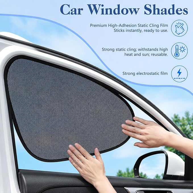 2-Pack Car Window Shades | Mesh Static adsorption Side Window Anti-UV Sunshade Curtain | Universal Fit 99% Vehicles | Foldable Car Shades (Front Window) - Image 4