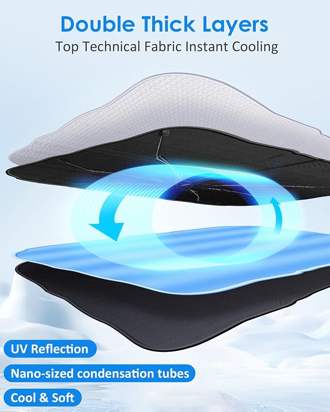Yampahapa Car Windshield Sun Shade Umbrella, Nano-Sized Condensation Foldable Cover, UV Ray Reflector, Medium Sedan Sunshade with Cooling Feature - Image 2