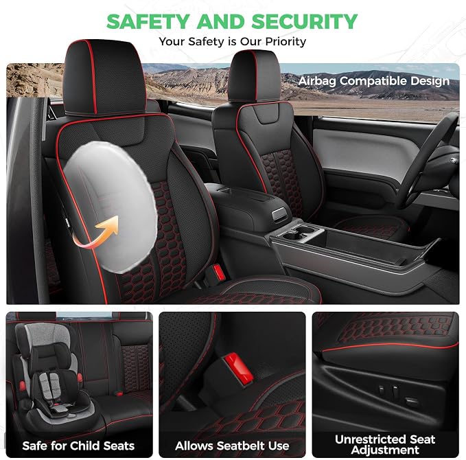 RIDEPOSH Custom Leather Seat Covers for Silverado/Sierra 1500 2014-2018 | Only Crew Cab, Fits 2500/3500HD 2015-2019, Jump Seat Cover(armrest storage only), Protective, Scratch-resistant, Easy-clean - Image 8