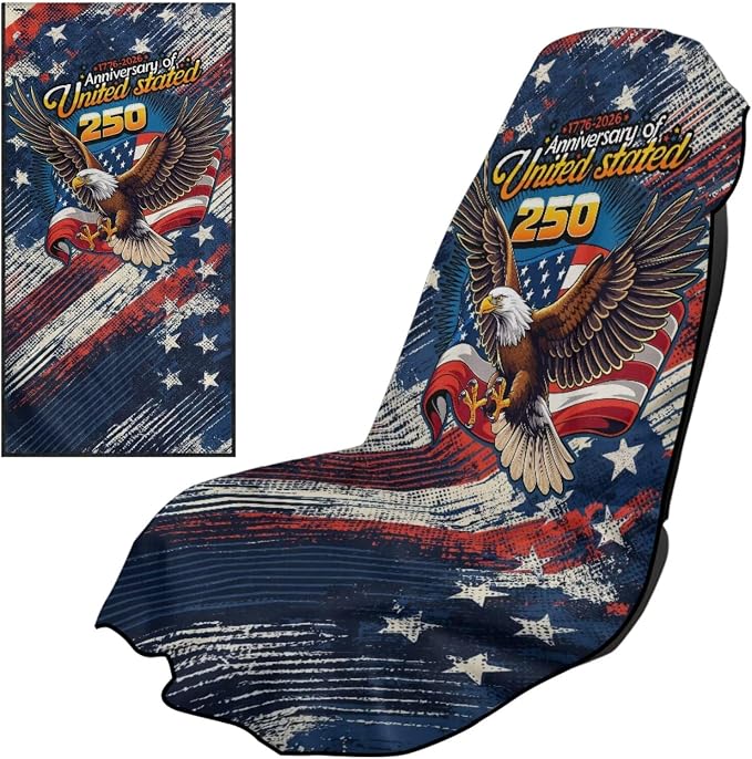 Horeset American Eagle Car Seat Towel Cover – Quick-Dry Patriotic Front Seat Protector, Universal Fit for SUV Trucks Cars Sedan Van, Auto Interior Accessories 250th Anniversary by Horeset