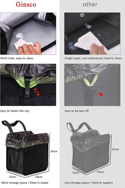 Ginsco 2 Gallons Open-Top Car Trash Can, Hanging Leakproof Car Trash Bag with Water-proof PEVA Liner, Stand Trash Bag for Cars Foldable Automotive Garbage Can for Cars SUV Truck RV Black - Image 7