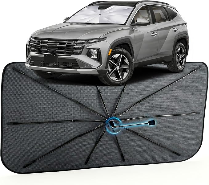 Car Windshield Sun Shade Umbrella for Hyundai Tucson 2022-2026, 1:1 Fit | [Reflective Coated Fabric] Car Shades Sun Visor Keep Car Cool and Protects Interior, Sunshade Umbrella for Front Window by MakeLifeBetter