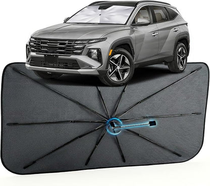 Car Windshield Sun Shade Umbrella for Hyundai Tucson 2022-2026, 1:1 Fit | [Reflective Coated Fabric] Car Shades Sun Visor Keep Car Cool and Protects Interior, Sunshade Umbrella for Front Window by MakeLifeBetter