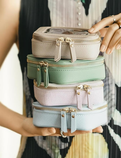 Clear Makeup Bag Travel Cosmetic Case Transparent Toiletry Bag with Zipper, Portable Make Up Organizer Traveling Compact Car Bag for Essentials, Light Blue, Mini - Image 8