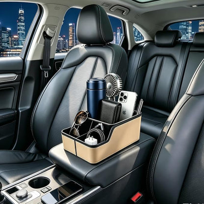 Car Seat Organizer with Compartment,Small Caddy for Car Beige | Armrest Extra Storage Box,Car Front & Back Seat Floor Organizer,Console Organizer Cup Holder for Cars SUVs Pickup Van Truck - Image 7