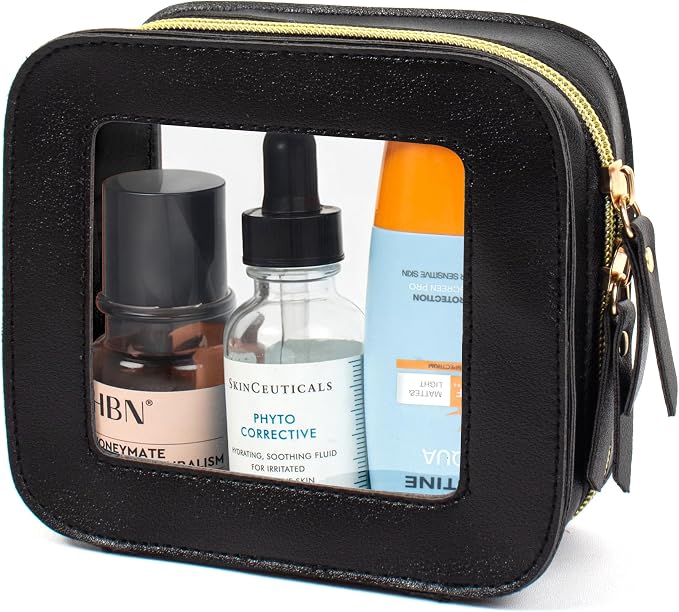Clear Zipper Pouch for Sunscreen and Cosmetics Storage,Durable Make Up Organizer for Beach Bag Essentials,Waterproof Makeup Bag Sunscreen Pouch for Travel,Beach,Pool(Black, Mini-Clear) - Image 9