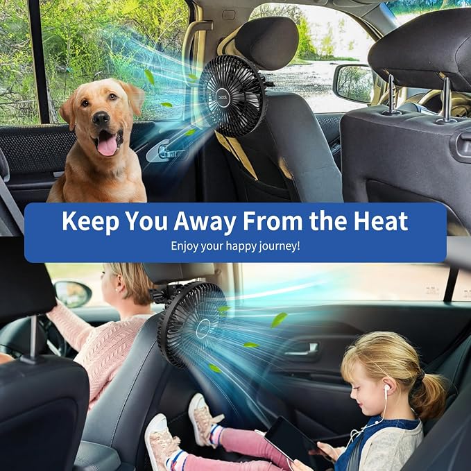 XOOL Clip Car Fan, 9 Inches 12V/24V Fan, 360° Rotatable Electric Cooling Clip on Fan with Stepless Speed Regulation for SUV, RV, Truck - Image 8