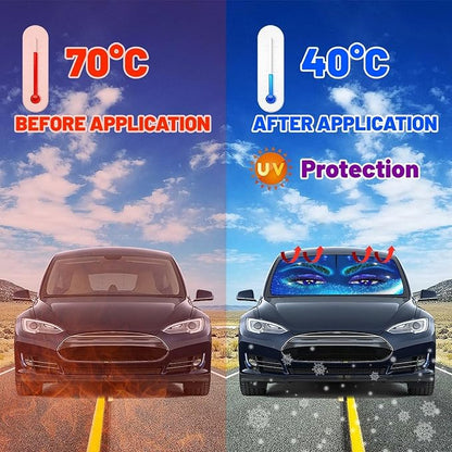 Hello Girl Gorgeous Eyelash Car Windshield Sun Shade Umbrella Sunshade Block UV Rays Sun Visor Protector Auto Windshield Sunshade to Keep Vehicle Cool for Cars Trucks & Suvs 57 X 30 in - Image 5