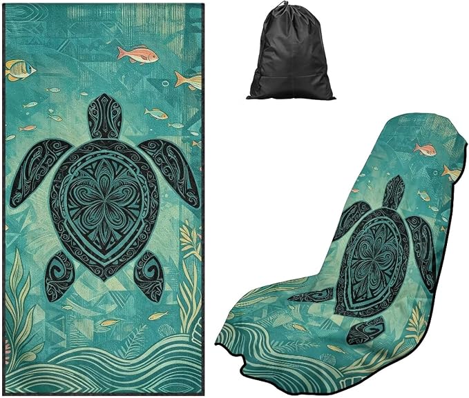 Sea Turtle Print Car Seat Cover Towels Front Seats Boho Style Front Seat Covers for Trucks, SUVs, Sedans Absorbent Microfiber Towels for Gym Workout, Running, Swimming, etc by Baxinh