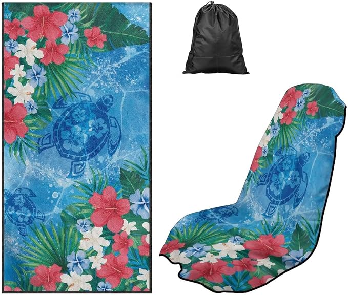 Sea Turtle Flower Car Towel Seat Cover Comfort Soft Car Seat Towel Cover Breathable Cars Accessories with Storage Bag Universal Fit for Car SUV Van by Aplkyhs