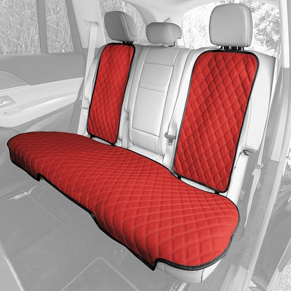 FH Group Car Seat Cushion Rear Set Faux Leather Automotive Seat Cushions - Universal Fit, Rear Car Seat Cushion, Car Seat Cushions With Non-slip Silicone Backing for SUV, Sedan, Van Red by FHGroup